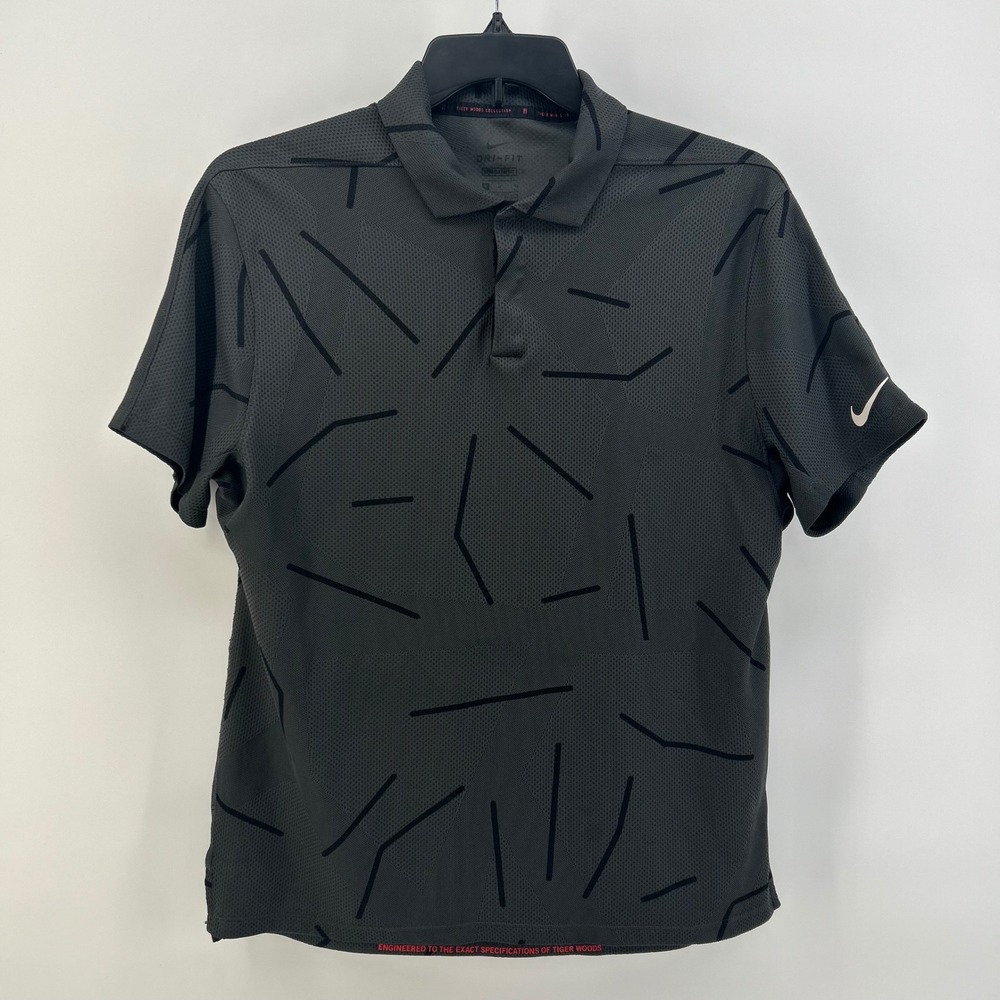 Nike Tiger Woods Collection Dri-FIT Golf Polo Grey Abstract CU9784-070 Mens M